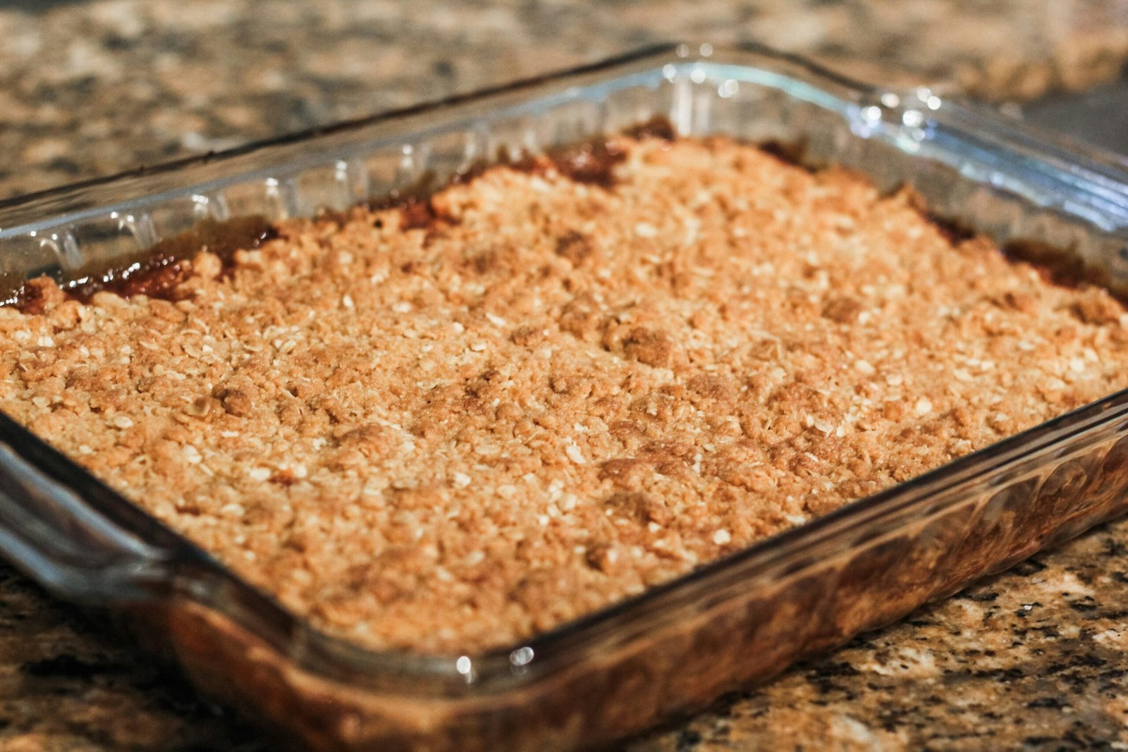 a casserole dish filled with food on a counter